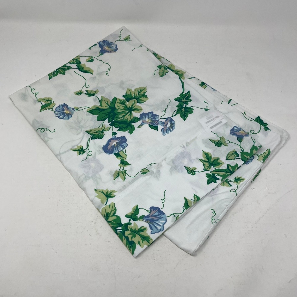 Vintage Cannon Morning Glory Floral Pillowcase Standard Blue Green White‎ USA